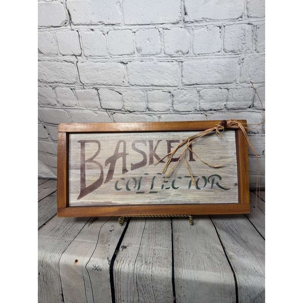 Basket Collector Vintage Country Chunky Wood Frame Sign 14"x7" Rectangle